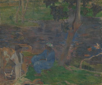 Aan de oevers van de rivier in Martinique door Paul Gauguin